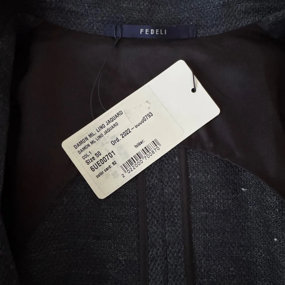 $1650 - Fedeli Damon Linen Jacquard Summer Blazer/Jacket - Navy Blue - 40 / 50 R - Picture 3 of 16